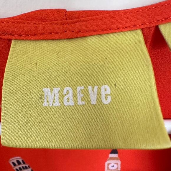 Maeve Anthropologie Blouse Womens 2 Preppy Office Flirty Summer Career Orange - Picture 8 of 10